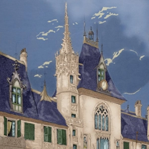 House of Jacques Coeur (1395-1456). Bruges, Belgium. Engravi