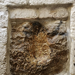 Israel. Jerusalem. Via Dolorosa. V Station. Stone with the p