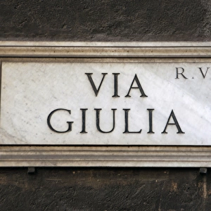 Italy. Rome. Via Giulia street plaque