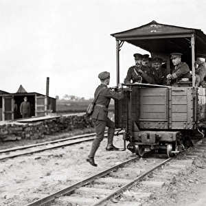 King George V on a light railway, Western Front, WW1