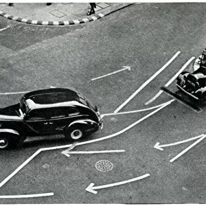 Machine painting road lines, September 1939