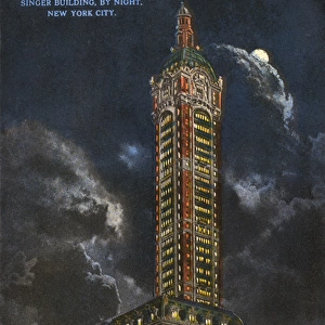 New York City, USA - Singer Building by night