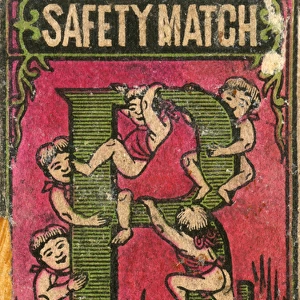Old Japanese Matchbox label with girls on the letter R