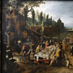 Outdoor banquet by Sebastiaen Vrancx (1573-1647)