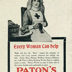 Patons knitting wools advertisement, WW1 comforts