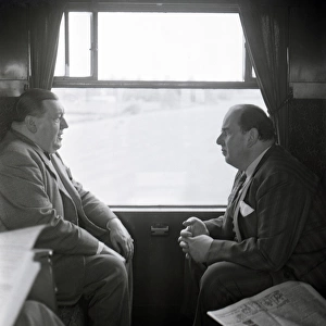 Robert Morley and Michael North on a train