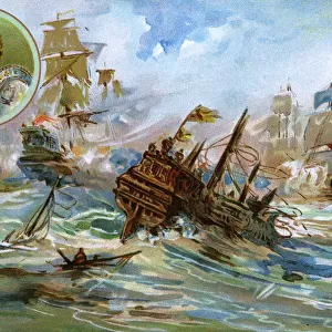Scene with ships during the Spanish Armada