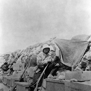 Senegalese soldier in a trench, WW1