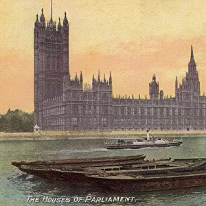 View of the Houses of Parliament across the River Thames