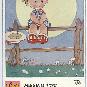WW2 era - Comic Postcard - I m Missing You Somefing Orful