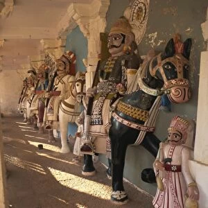 Hall of Heroes including gods and local rulers, Mandor, near Jodhpur, Rajasthan state