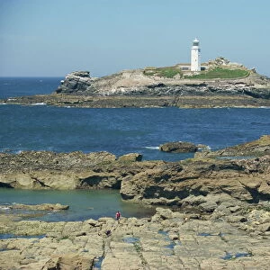 Lighthouse, Godrevy Point, Cornwall, England, United Kingdom, Europe