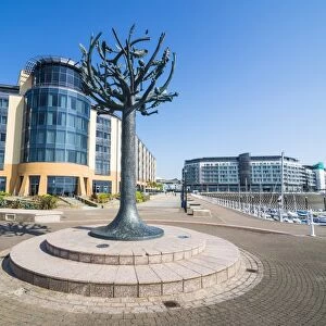 Modern sculpture in the harbour of St. Helier, Jersey, Channel Islands, United Kingdom