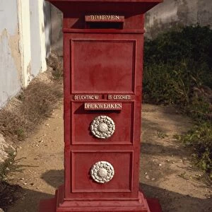 Old post box in museum, Aruba, Dutch Antilles, West Indies, Central America