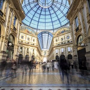 The shopping arcades and the glass dome of the historical Galleria Vittorio Emanuele II