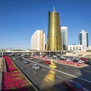 Twin golden conical business centres, Astana, Kazakhstan, Central Asia