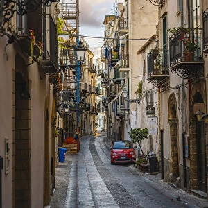 Cefalu, Sicily, Italy. City street in the old town