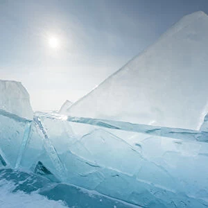 Pieces of transparent ice at lake Baikal, Irkutsk region, Siberia, Russia