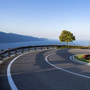 The road descending from Tignale to Garda Lake. Tignale, Garda Lake, Brescia province