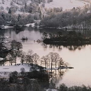 Rydal water and snow in the Lake District UK