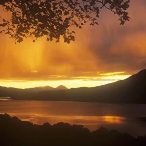 Sunset over Loch Tay in the Scottish highlands, UK