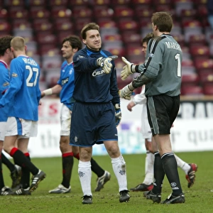 Moment of Triumph: Rangers Stefan Klos and Gordon Marshall Secure Win Against Motherwell (April 4, 2004)