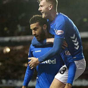 Rangers Goldson and Worrall: Celebrating a Goal in Scottish Premiership Action at Ibrox Stadium