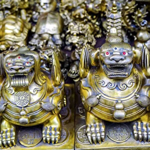 Chinese replica of bronze dragons, Panjuan Flea Market decorations, Beijing, China