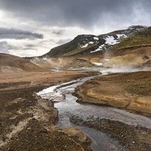 Geothermal area Seltun heated by the vulcano Krysuvik on Reykjanes peninsula during winter