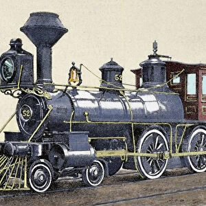 Locomotive. Drawing R. Loewenstein. La Ilustracion 1881. Engraving