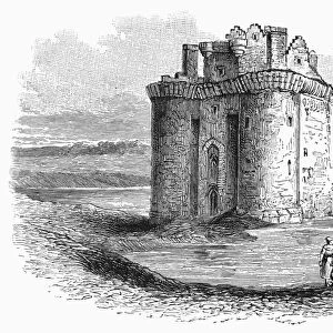 CAERLAVEROCK CASTLE. Caerlaverock Castle, in the southwest of Scotland. Wood engraving, English, 19th century, after J. M. W. Turner