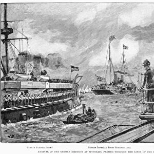 GRAND NAVAL REVIEW, 1889. The Grand Naval Review at Spithead, 1889, held in honor of the visiting Emperor William II of Germany. Wood engraving from a contemporary English newspaper