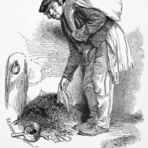 MAYHEW: LONDON, 1861. The Bone-grubber. Wood engraving from Henry Mayhews London Labour and the London Poor, 1861