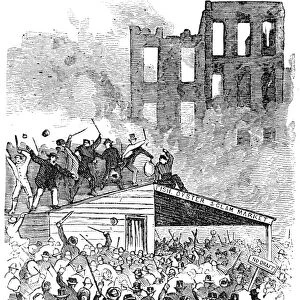 NEW YORK: DRAFT RIOTS, 1863. Andrews of Virginia haranguing the mob during the New York City Draft Riots of 13-16 July 1863. Contemporary American wood engraving