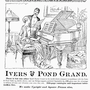 PIANO ADVERTISEMENT, 1890. American advertisement, 1890, for Ivers & Pond pianos