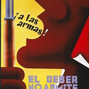 SPANISH CIVIL WAR, 1937. To arms! No one is excused from duty. A poster from the Republican forces in the Spanish Civil War, 1937