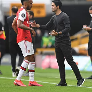 Arsenal's Mikel Arteta Coaches Aubameyang Amidst Wolverhampton Tussle (2019-2020)