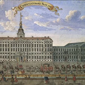 Christiansborg Palace in Copenhagen in 1740, 18th Century, watercolor painting