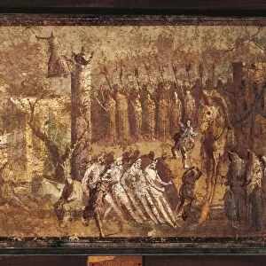 Italy, Campania, Pompeii, The Trojan horse, fresco