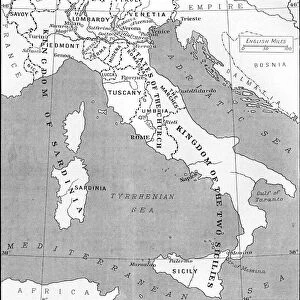 Map of Italy in 1815. From the book Europe in the Nineteenth Century an Outline History, published 1916