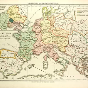 MAP OF SOUTH AND WEST EUROPE AFTER 843 A. D