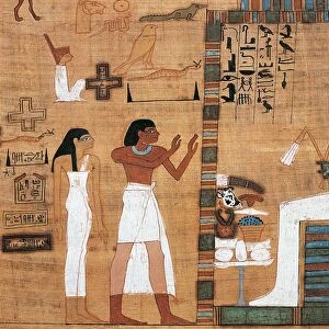 Papyrus depicting husband and wife before Osiris Court