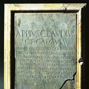 Roman civilization, bronze inscription with eulogy to reformer of Italian social order Appius Claudius Caecus (350-271 b. c. )