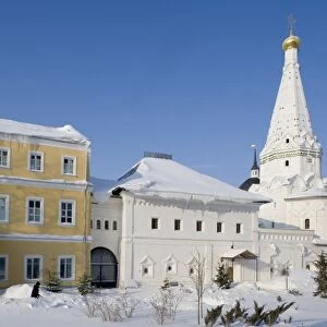Russia, Sergiev Posad, church of Saints Zosima and Savvaty with hospital facade at Trinity St Sergius Monastery
