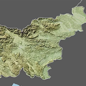 Slovenia, Relief Map with Border and Mask