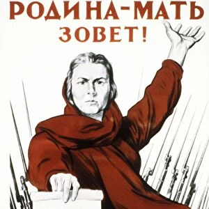 Soviet propaganda / recruitment poster by i, toidze from 1941, the motherland calls, world war 2