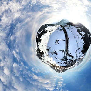 360A Aerial View of Winter in Gstaad, Switzerla