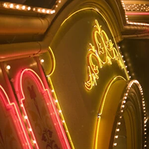 Neon sign above casino entrance