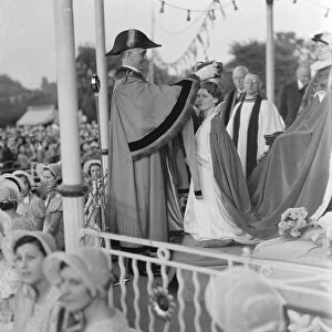 The Dartford Carnival Queen at her coronation on the band stand. 1937