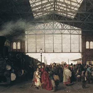 Arrival of a Train at Vienna Northwest Station par Karl Karger (1848-1913)